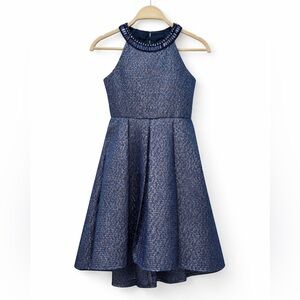Rare Editions Shimmering Navy Kids Dress